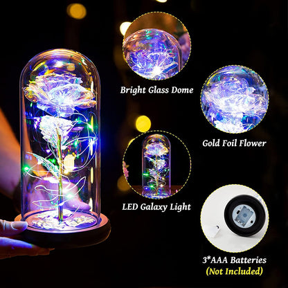 Artificial Flowers Eternal Rose LED Galaxy Flowers for Women Lady Holiday Gifts