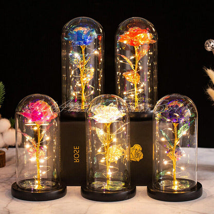 Artificial Flowers Eternal Rose LED Galaxy Flowers for Women Lady Holiday Gifts